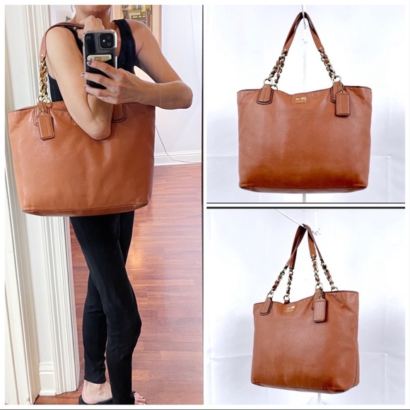 Coach Handbags - Coach Large Ava Sienna Distressed Leather Tote Bag Carryall